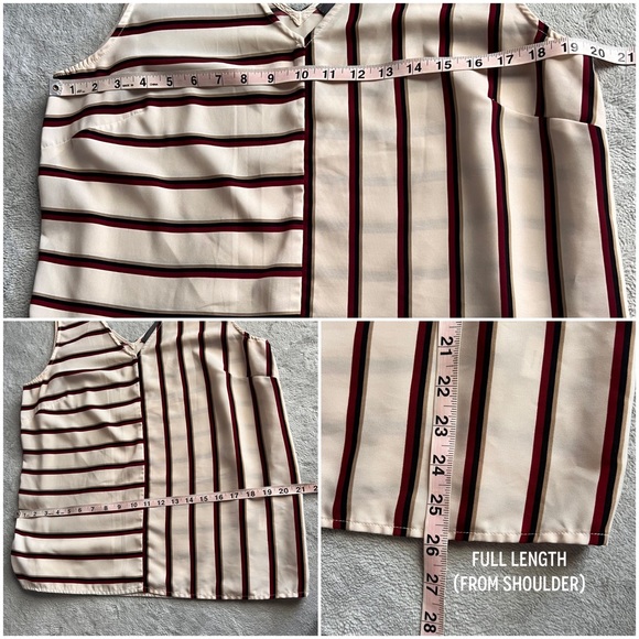 Anthropologie Sunday in Brooklyn Mix Stripe Sleeveless Blouse Top White Red XL - Picture 12 of 12